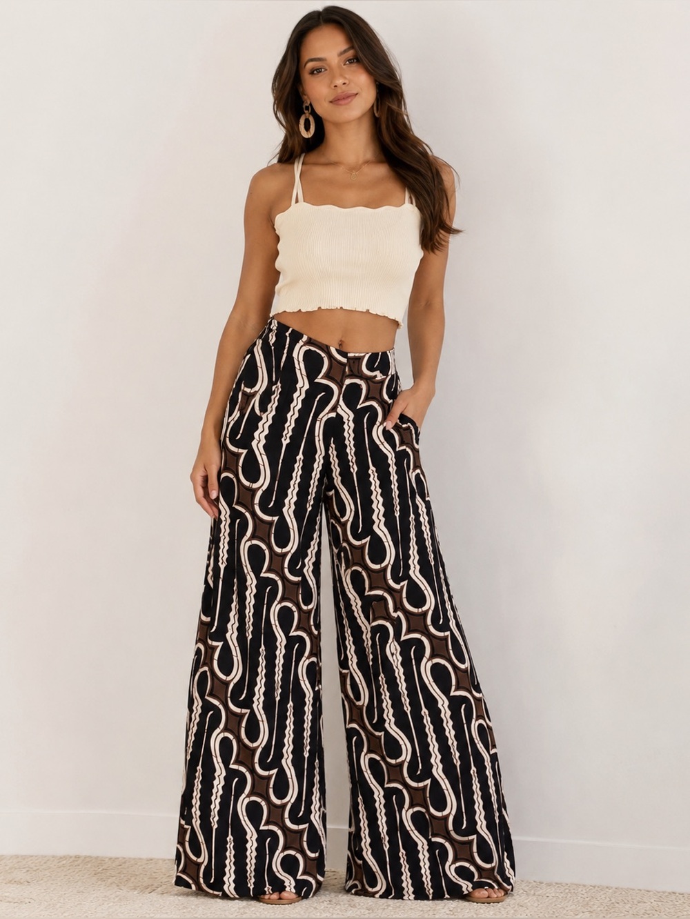 Indai Wide Leg Tribal Print Pants NWOT‎ Sz. S